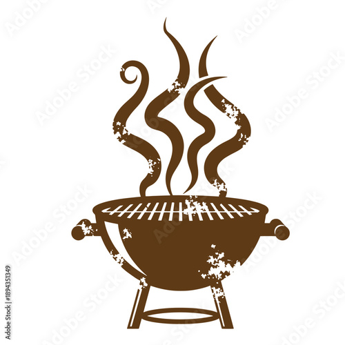 Vintage Grunge texture Grill with smoke coming out  barbecue grill with smoke  outdoor cooking  grilling  summer cooking  food preparation