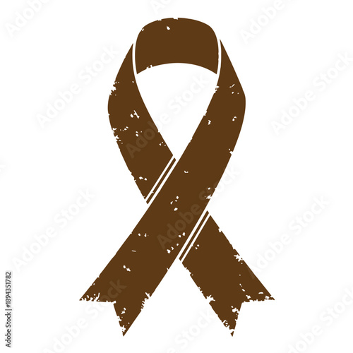 Vintage Grunge texture Grungy beige awareness ribbon symbol for health and support causes on white background