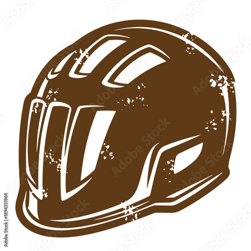 Vintage Grunge texture grungy illustration of a bicycle helmet on white background  protective headgear for cyclists