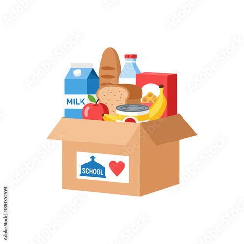 School Charity Food Box Illustration