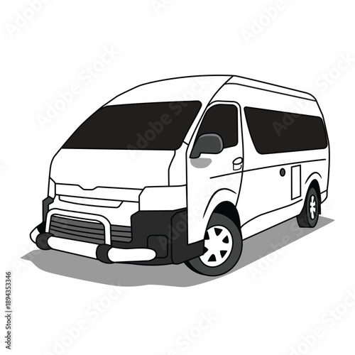 travel van car line art black and white vector art
