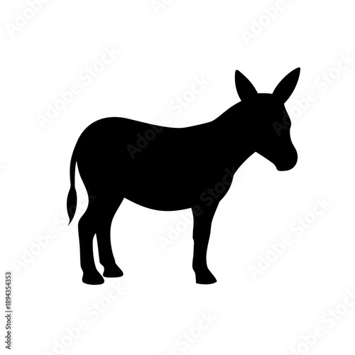 Black silhouette of a donkey mammal vector illustration isolated on white background as a farm animal icon for nature and wildlife drawing