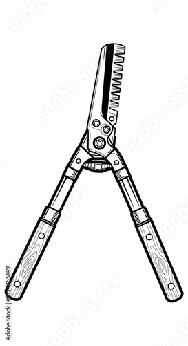 Manual Hedge Trimmer Shears Clipping Garden Vector Illustration
