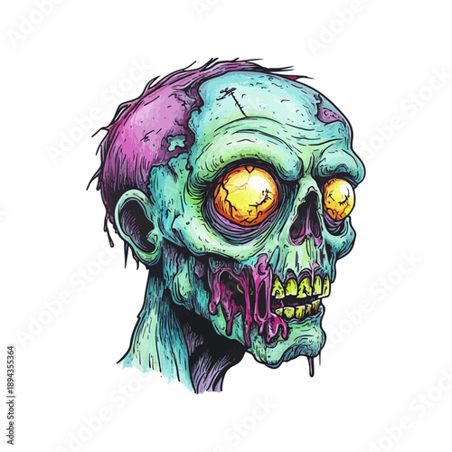 zombie head hand drawn illustration