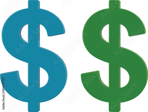 3D Dollar Currency Symbols Vector Illustration Finance, Money, and Investment