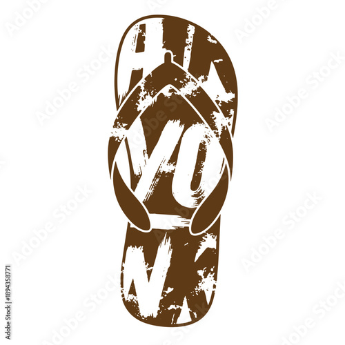 Vintage Grunge texture Hawaii flip flop with grunge texture  summer vacation sandal footwear