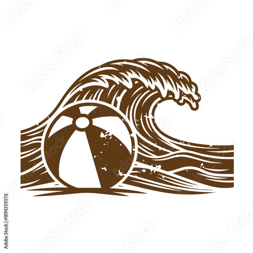 Vintage Grunge texture Radioactive wave symbol with nuclear sign in ocean  hazardous waste and pollution concept