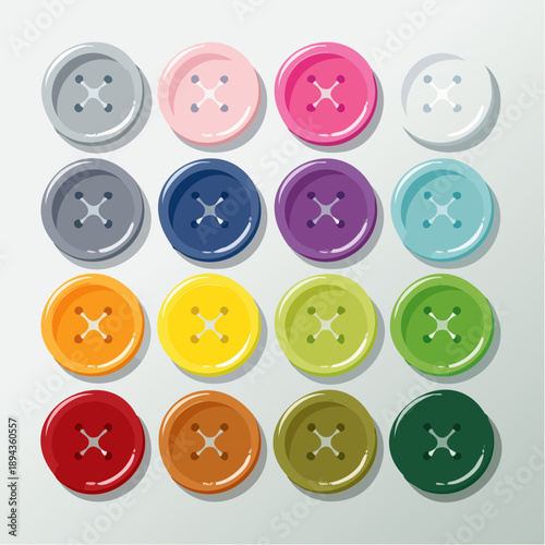 Colorful collection of round sewing buttons