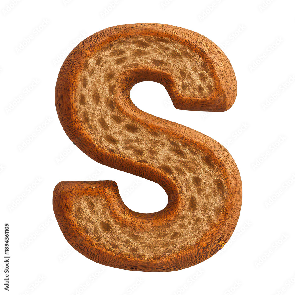 Fototapeta premium PNG Textured bread letter S