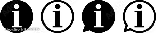 インフォメーションアイコンセット 情報マークのお知らせシンボル モノクロ ベクター素材 Information vector icons isolated on white background.
