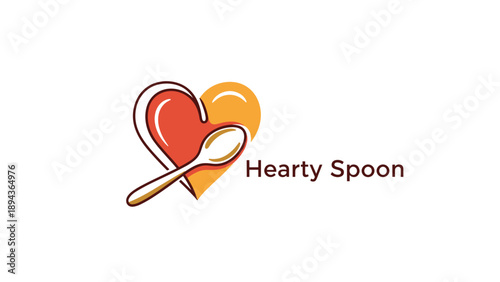 Hearty Spoon Logo with Heart Shape.