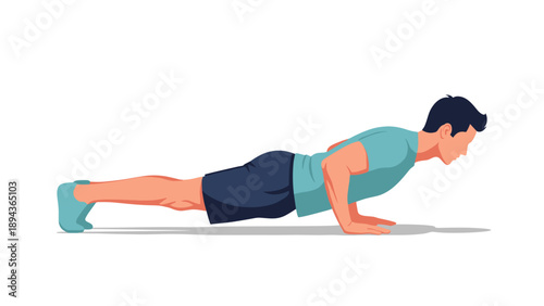Man Doing Push Up Exercise Illustration.