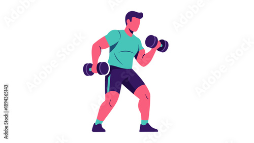 Man Lifting Dumbbells in Fitness Routine.