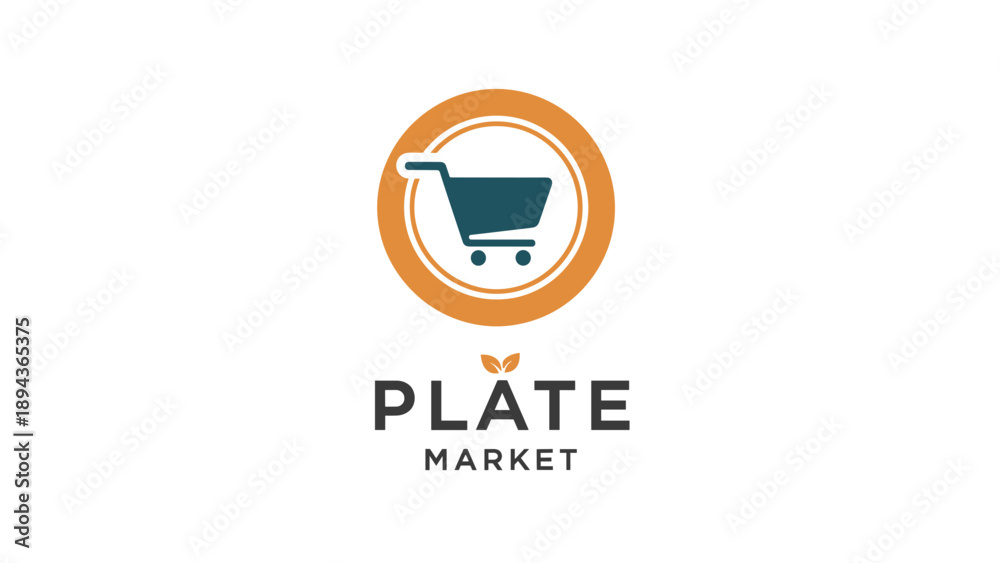 Fototapeta premium Plate Market Shopping Cart Logo Design.