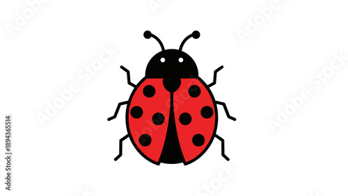 Red Ladybug with Black Spots Illustration.