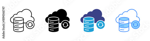 Cloud Database icon set multiple style collection