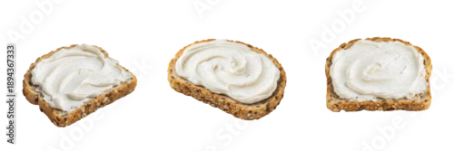 Panel kuchenny z motywem Cream cheese spread on whole grain toasted bread slices