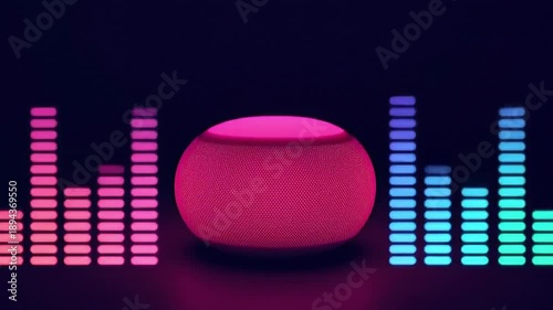 An eye-catching, glowing sphere with dynamic sound wave visuals. The sphere emanates a captivating aura