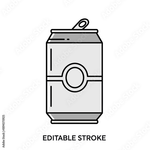 Refreshing Beverage Can Icon, Simple Line Art Design