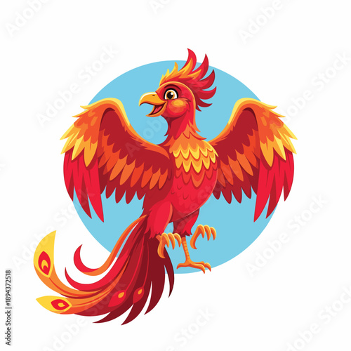 Vibrant Red Phoenix Rising