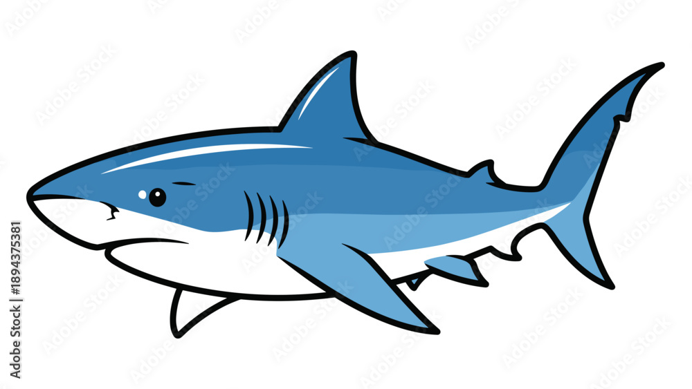 Obraz premium Blue Shark Illustration Side View.