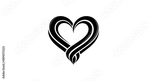 Black Interconnected Hearts Symbolizing Love and Unity.