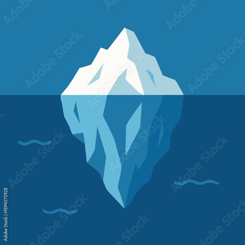 Iceberg in Ocean Flat Vector