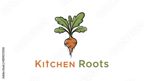 Illustration of a Turnip Vegetable with Leaves.