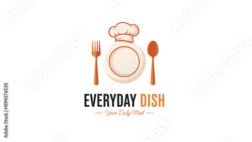 Restaurant Logo with Plate Utensils Chef Hat.