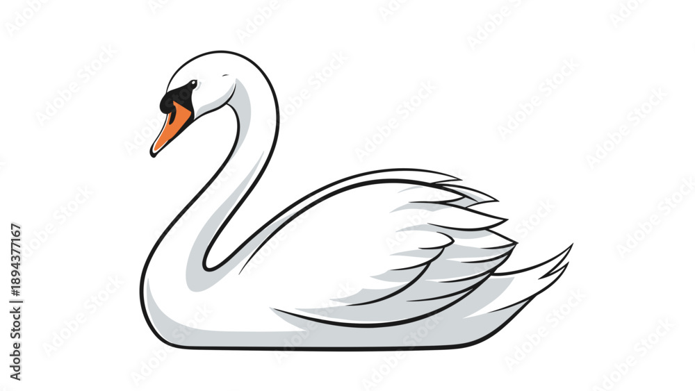 custom made wallpaper toronto digitalWhite Swan Illustration with Orange Beak.