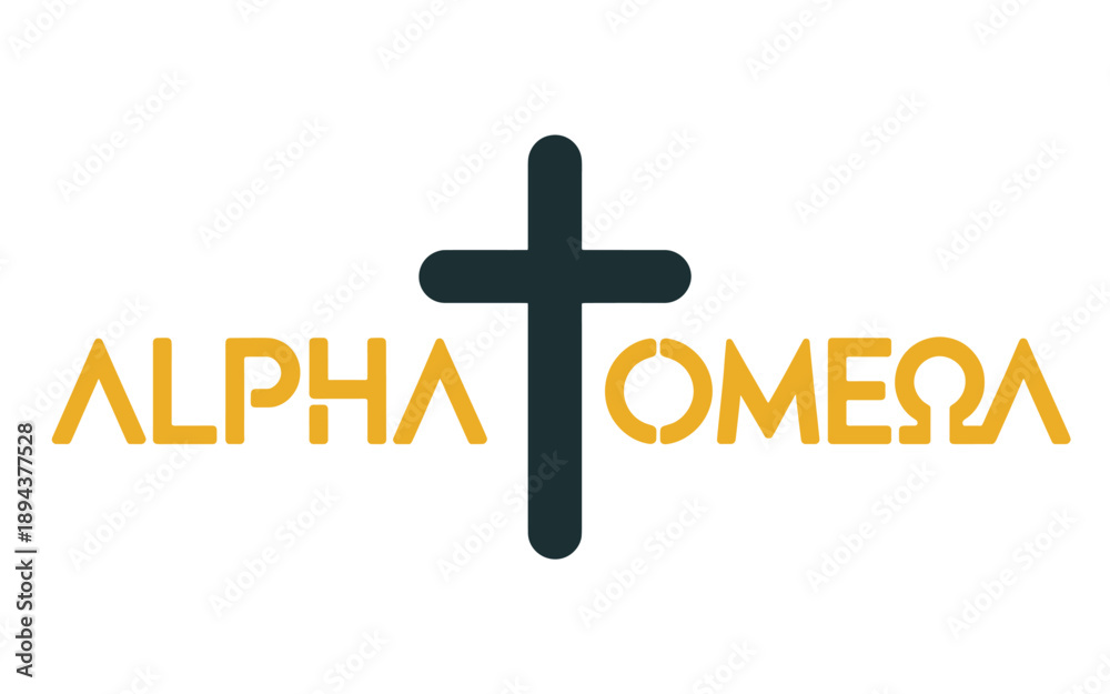 Obraz premium A minimalist vector graphic of a cross symbol with Greek text