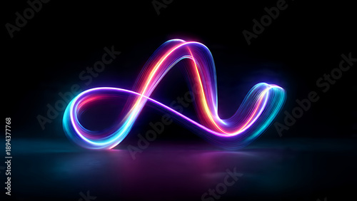 Vibrant Neon Light Curve on Black Background.