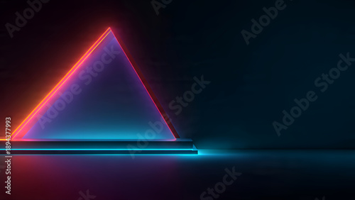 Neon Triangle Illuminated Prismatic Light Display.