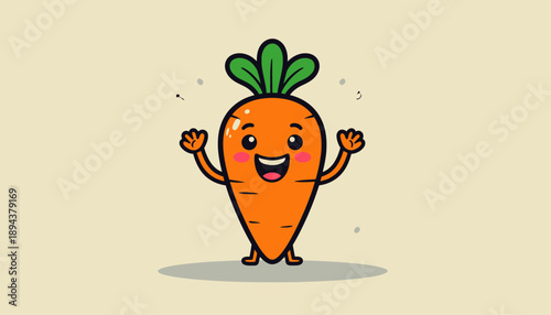 Cheerful Carrot Cartoon Character Waving Hello