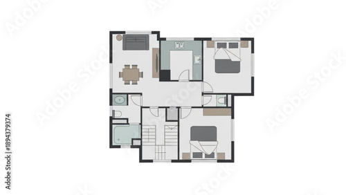 Modern Apartment Floor Plan with Two Bedrooms and Open Living Space