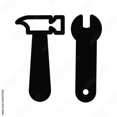hummer and wrench solid icon vector design good for web or mobile app