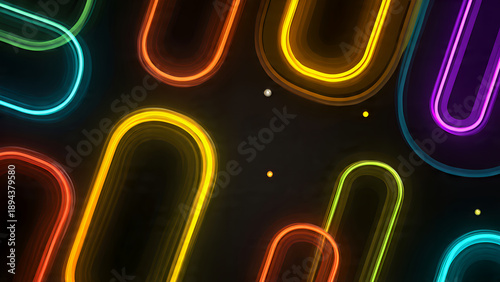 Vibrant Neon Lights on Dark Background.