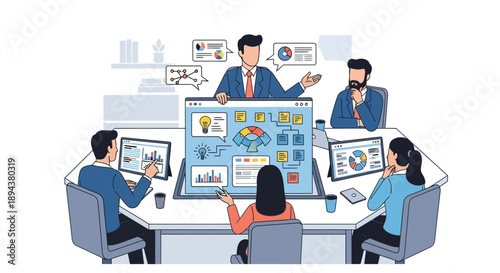 Business Team Meeting with Graphics.