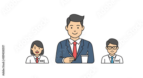 Business Meeting with Colleagues Cartoon.