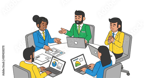 Business Professionals Meeting Around Table.