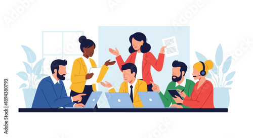 Diverse Team Working Together Office.