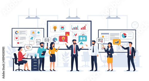 Business Team Presenting Data Analysis.