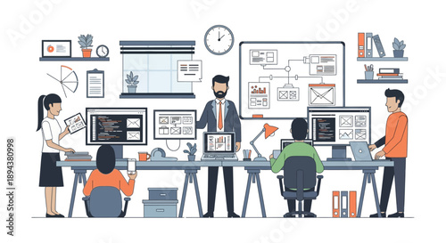 Team Working Together in Modern Office.