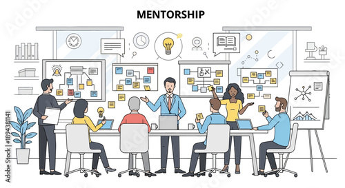 Mentorship Team Collaboration Office Scene.