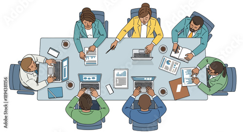 Business Meeting with Colleagues Around Table.