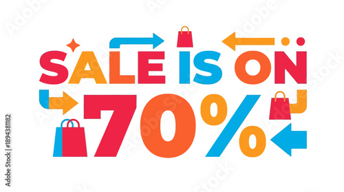 Sale Is On 70% Off Shopping Bags Arrows