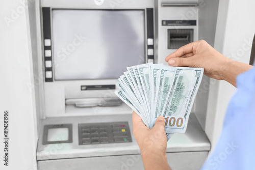 Businesswoman with dollar b...