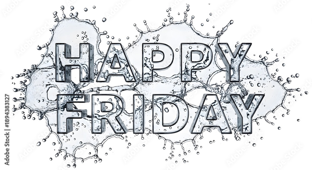 Obraz premium Happy Friday Water Wave Splash Liquid Typography Fresh Clean Banner Background