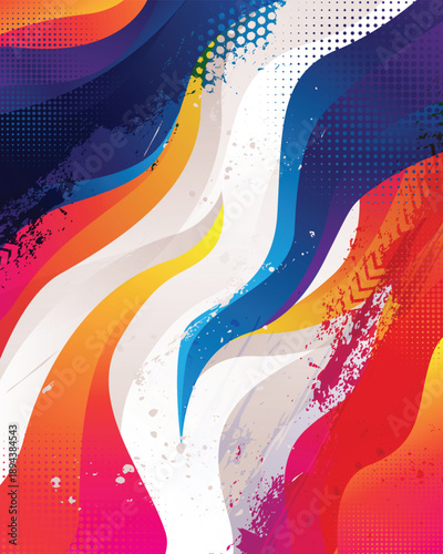 Colorful grunge abstract background with waves. Vector illustration
