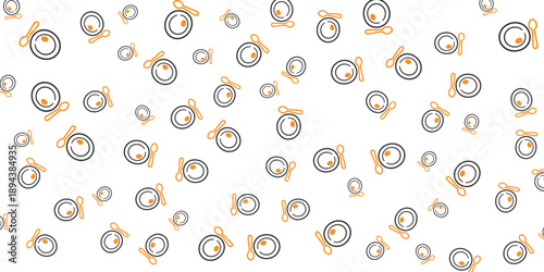 Seamless pattern of dinner plates and forks on a white background